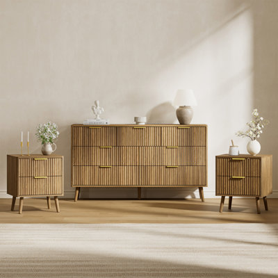 George Oliver 3-Piece Bedroom Set (1 Dresser + 2 Nightstands